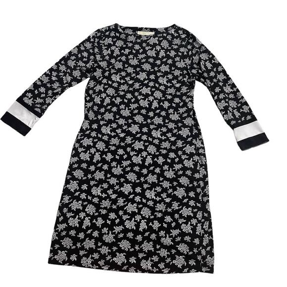 Michael Kors Dresses & Skirts - Michael Kors Women's Size XS 3/4 Sleeve Floral Stretch Shift Dress Black White